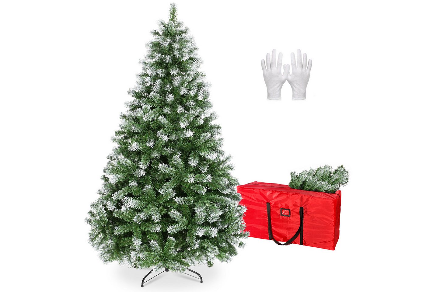 OSTWOLKE Künstlicher Weihnachtsbaum 180cm Christbaum Christmas Tree Tannenbaum mit Aufbewahrungstasche, dichte Zweige, mit Metallständer von OSTWOLKE