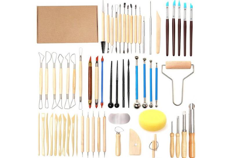 OSTWOLKE Modellierwerkzeug 61 Stück Töpferwerkzeug Set Töpferset zum Modellieren DIY Töpfer Tools, (1 St) von OSTWOLKE