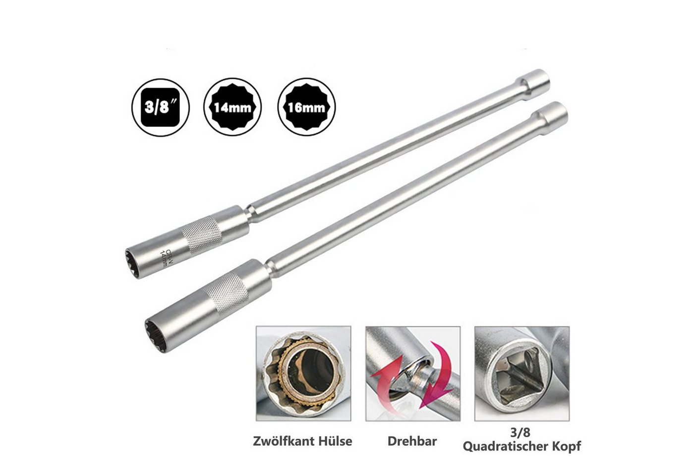OSTWOLKE Zündkerzenschlüssel Magnet Zündkerzenschlüssel 14 16 mm 3/8" Zündkerzen Glühkerzen (1 St), Zwölfkant von OSTWOLKE
