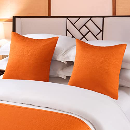 OSVINO 2 Stücke Kissenbezug Einfarbig 50x50 cm Micorfiber Kissenhülle Vintage Bequem für Bett Sofa Schlafzimmer Hotel Zimmer,Orange von OSVINO