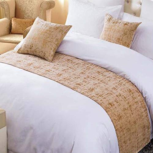 OSVINO Bettläufer 1x Stück Chenille Einfarbig Flauschig Wärmehaltung Betttuch für Sofa Schlafzimmer Hotelzimmer (240x 50cm für 180cm Bett, Beige) von OSVINO