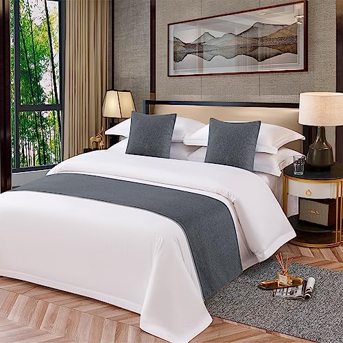 OSVINO Bettläufer Einfarbig-Serie Polyester Vintage Bett Deko für Wohnzimmer, Dunkelgrau 180 x 48cm für 180cm Bett von OSVINO