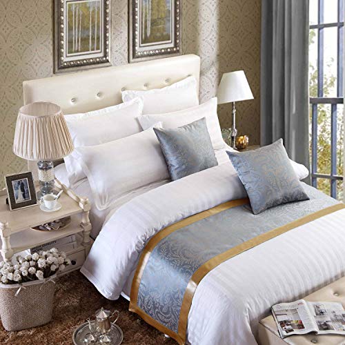 OSVINO Bettläufer Jacquard Modern Luxus Glatt Dekorative Bettdecken für Schlafzimmer Hotelzimmer, Gold 210x 50cm für 150cm Bett von OSVINO