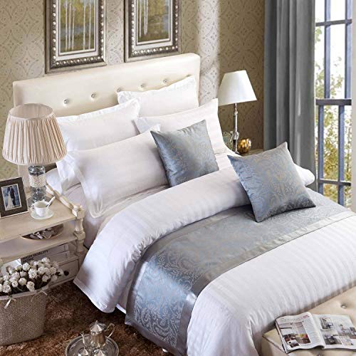 OSVINO Bettläufer Jacquard Modern Luxus Glatt Dekorative Bettdecken für Schlafzimmer Hotelzimmer, Grau 180x 50cm für 120cm Bett von OSVINO