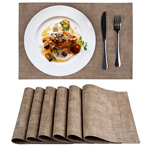 OSVINO Platzsets 4er Set Lederoptik Tischsets Abwaschbar Abwischbar Platzset Wasserdicht PVC Platzdeckchen Tischset für Hause Küche Restaurant Hotel Braun von OSVINO