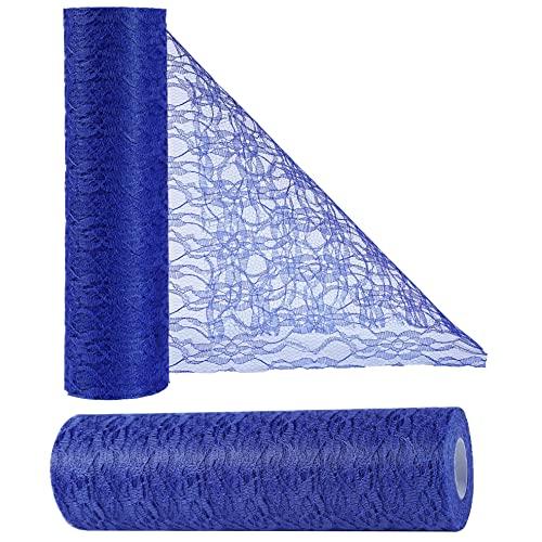 OSVINO Tischläufer Spitze Blau 30cm x 25m Hochzeitsdeko Retro Tischband Spitze Tisch Deko Tischdeko, Dekorieren für Taufe Partys Hochzeit Weihnachten Kommunion Jubiläum, Handwerk Verpackung Material von OSVINO