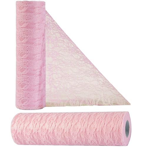 OSVINO Tischläufer Spitze Rosa 30cm x 25m Hochzeitsdeko Retro Tischband Spitze Tisch Deko Tischdeko, Dekorieren für Taufe Partys Hochzeit Weihnachten Kommunion Jubiläum, Handwerk Verpackung Material von OSVINO
