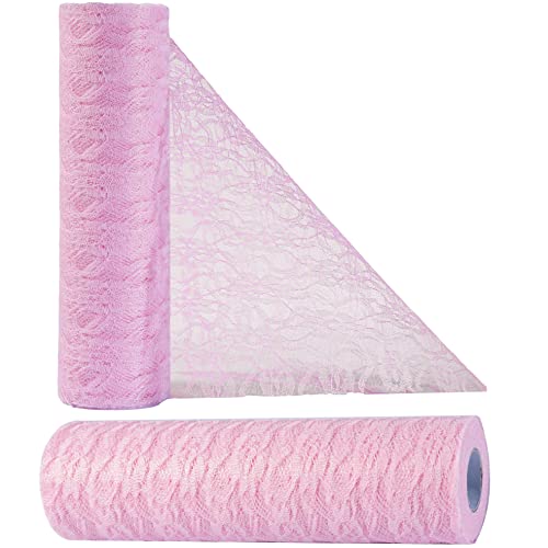 OSVINO Tischläufer Spitze Rosa 30cm x 25m Hochzeitsdeko Retro Tischband Spitze Tisch Deko Tischdeko, Dekorieren für Taufe Partys Hochzeit Weihnachten Kommunion Jubiläum, Handwerk Verpackung Material von OSVINO