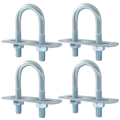 OSVJE 4 Sets zeitsichere U-Bolzen, verzinkter Kohlenstoffstahl, U-Klemmbolzenplatten, robuste Unterlegscheiben für Bootsanhänger/Heimwerker (M6 x 20 x 50) von OSVJE