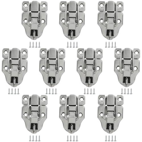 OSVJE Timeproof Knebelverschluss für Schrank, Gitarrenkoffer, Truhe, Schmuckschatulle, Holzbox, silberfarben, 10 Stück von OSVJE