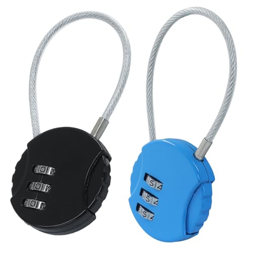 OSVJE Wasserdichtes Zahlenschloss, Mini-Vorhängeschloss, Gepäckschloss, Outdoor, 3-stelliger Schulspind, Rucksack für Reisen/Werkzeugkasten, 2 Stück von OSVJE
