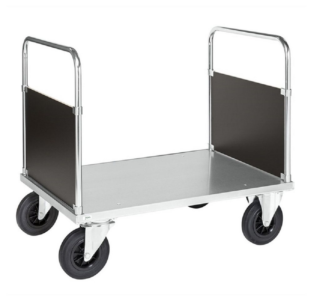 OSWALD Transportgeräte Transportwagen Doppel-Stirnwandwagen Blechboden 1000 x 700 x 900 mm, 500 kg, verzinkt, (NK633-2B), Boden mit 2 mm starkem, elektrolytisch verzinktem Stahlblech ummantelt von OSWALD Transportgeräte