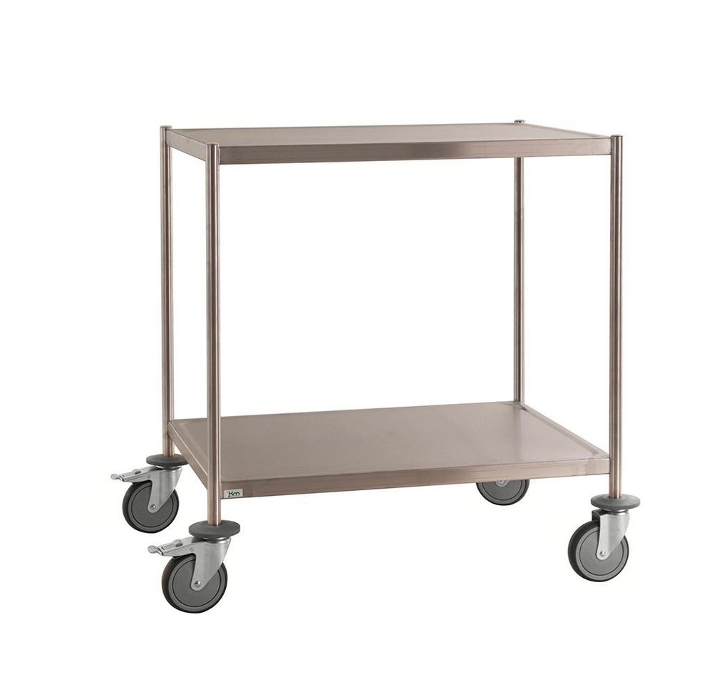 OSWALD Transportgeräte Transportwagen Edelstahl-Tischwagen mit 2 Böden 825 x 575 x 900 mm, 200 kg, C3, (NK60354MRU), korrosionsbeständig, lebensmittelecht, leicht hygienisch zu reinigen von OSWALD Transportgeräte