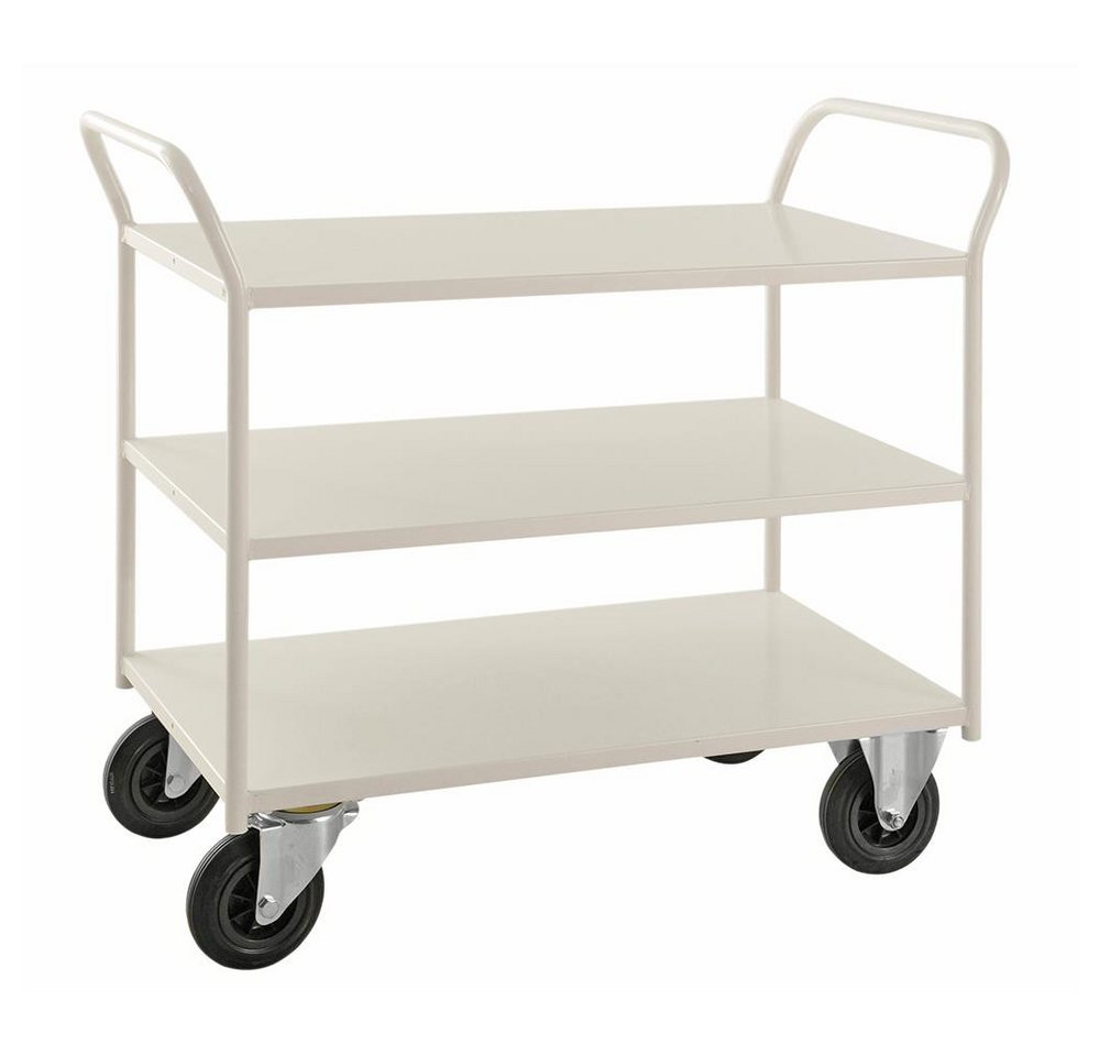 OSWALD Transportgeräte Transportwagen Etagenwagen mit 3 Böden 1.080 x 450 x 955 mm, Traglast: 400 kg - weiß, (NK4127B), Pulverlackiert, mit 3 Metallböden von OSWALD Transportgeräte