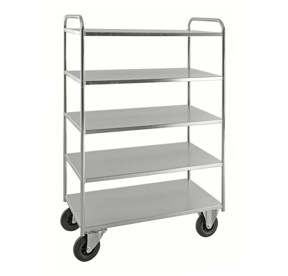 OSWALD Transportgeräte Transportwagen Etagenwagen mit 5 Böden 975 x 550 x 1.465 mm Traglast: 400 kg verzinkt, (NK4145-EB), Elektrolytisch verzinkt, mit 5 Metallböden von OSWALD Transportgeräte