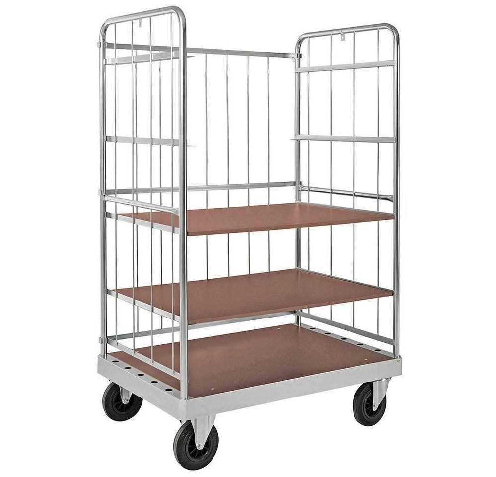 OSWALD Transportgeräte Transportwagen Etagenwagen mit Gitterrückwand 1.200 x 800 x 1.900 mm, 800 kg verzinkt von OSWALD Transportgeräte