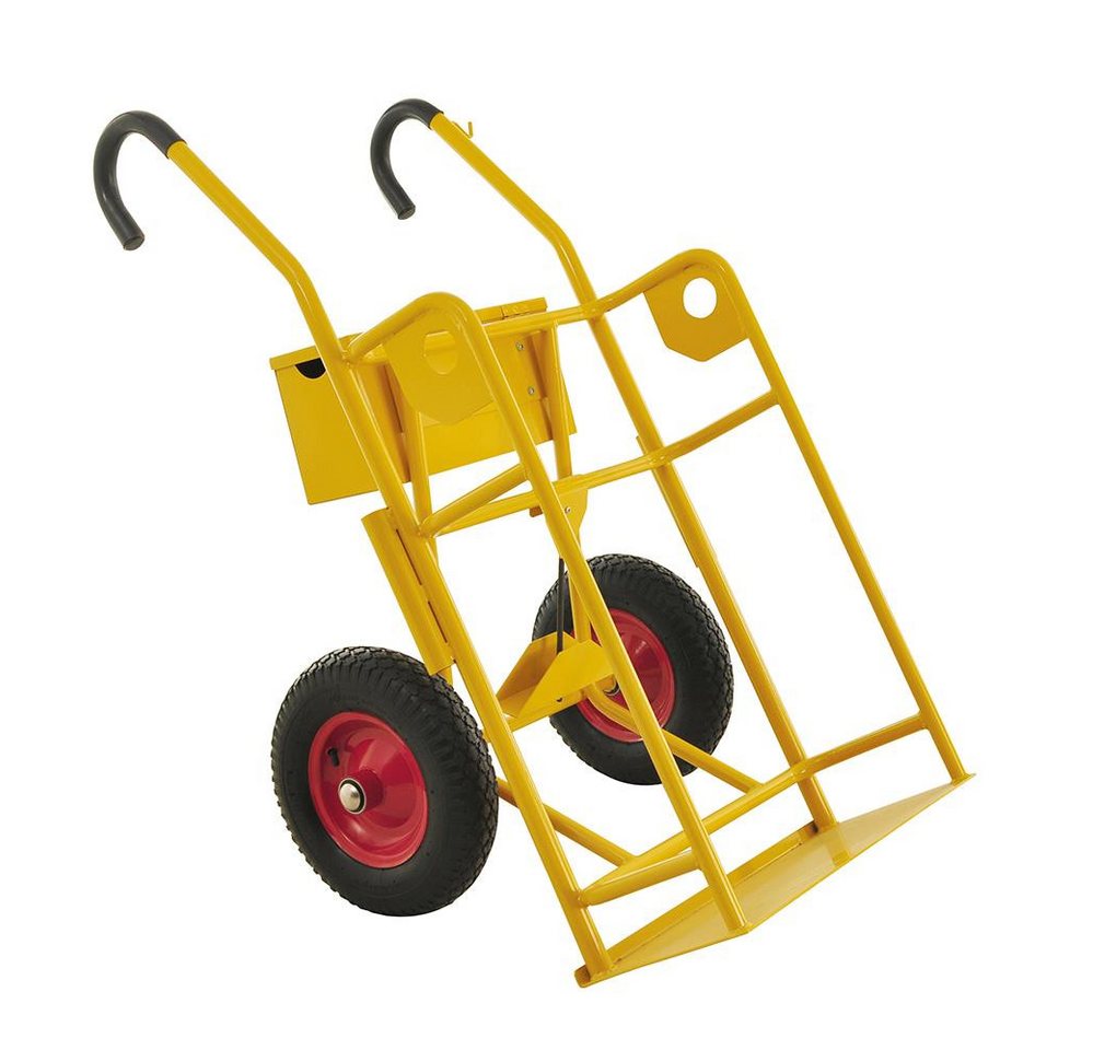 OSWALD Transportgeräte Transportwagen Gasflaschenwagen Karre 250 kg, für 2 Stahlflaschen, PU-Reifen, gelb von OSWALD Transportgeräte