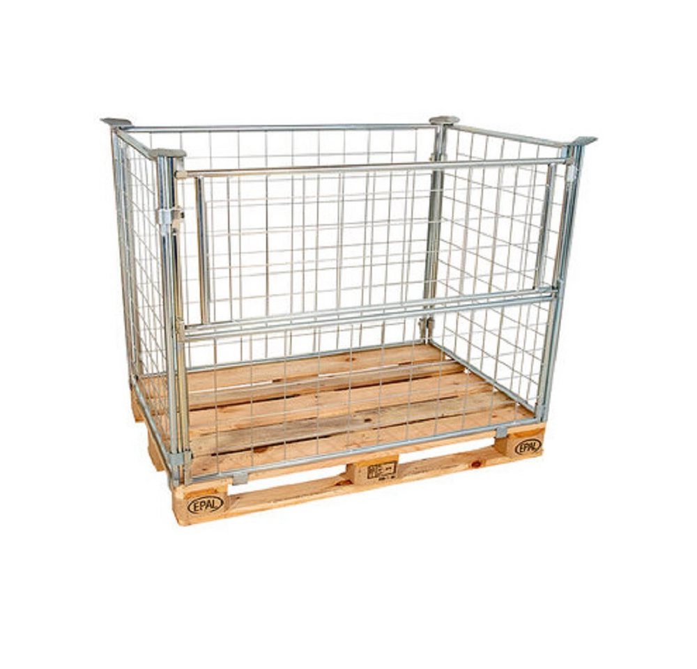 OSWALD Transportgeräte Transportwagen Gitteraufsatzrahmen Höhe 1000 mm, 800 x 1200 x 1000 mm 800 kg verzinkt, (RW20011), bis zu 3-fach stapelbar, passend für Eurpaletten von OSWALD Transportgeräte