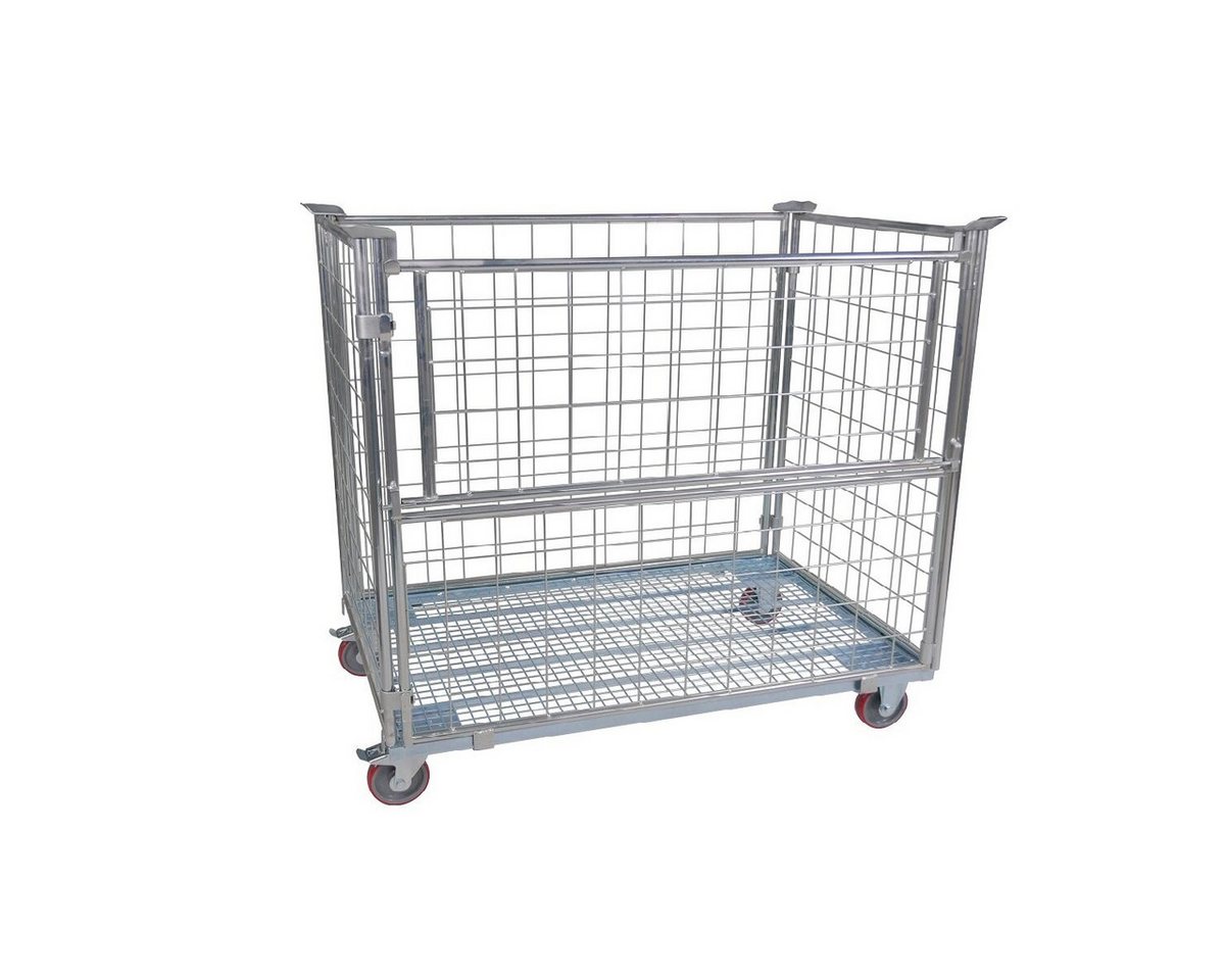 OSWALD Transportgeräte Transportwagen Gitteraufsatzrahmen auf Stahlrollplatte, 800 x 1.200 x 985 mm, 500 kg, (RW20015), Fahrrahmen aus Rechteckrohr, Ladefläche: mit Drahtgitteroberfläche von OSWALD Transportgeräte