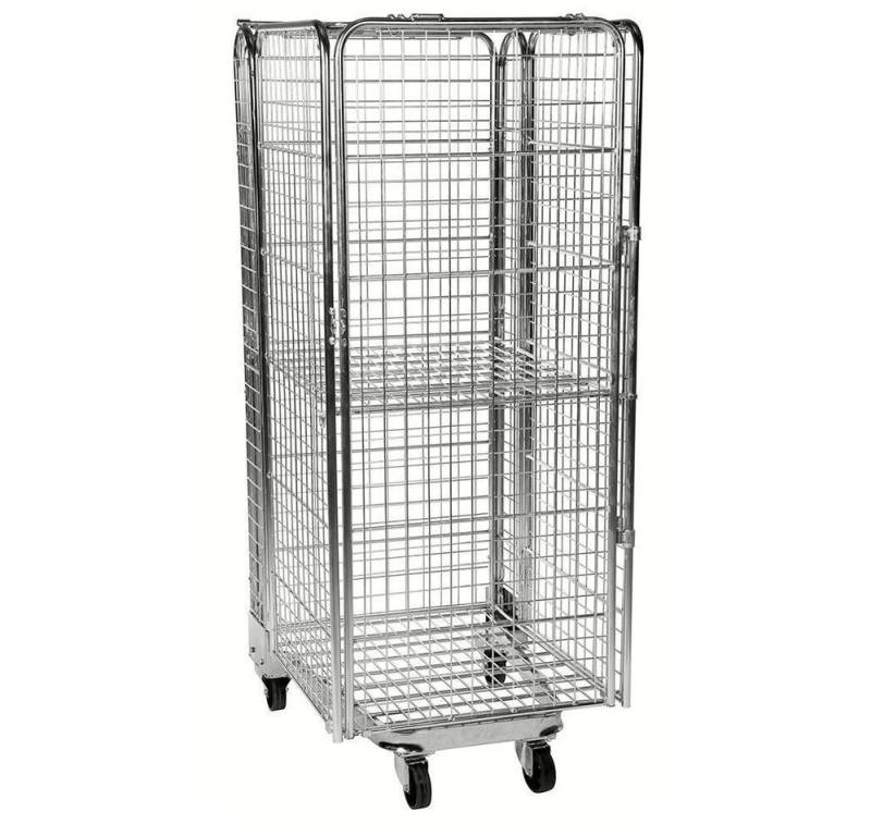 OSWALD Transportgeräte Transportwagen Gitterrollwagen 400 kg, stapelbar, 4 Seiten, LxBxH 850 x 730 x 1770 mm, (NK2010B), Elektrolytisch verzinkt, inkl. Einhängeboden von OSWALD Transportgeräte