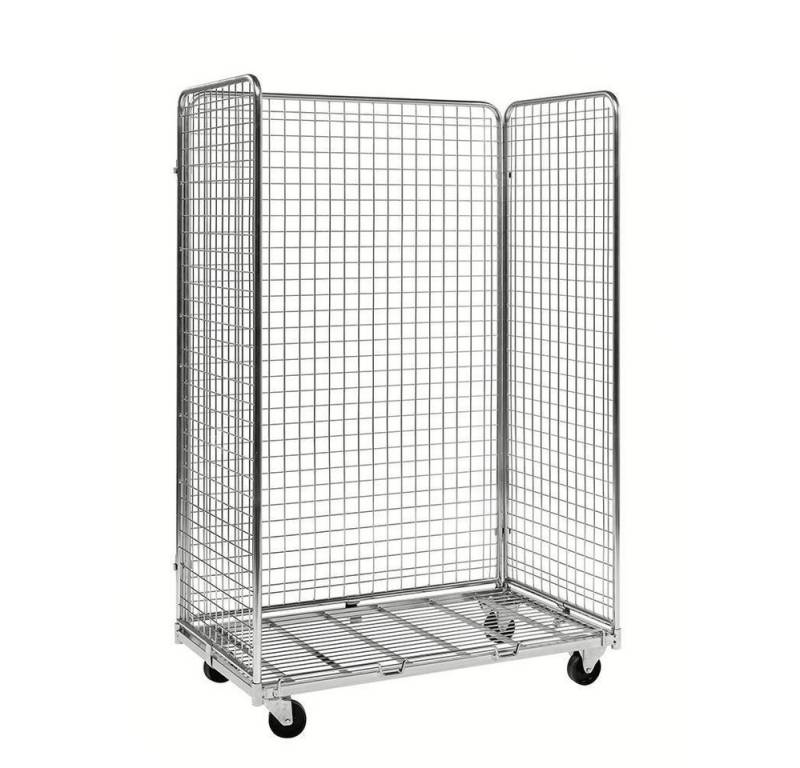 OSWALD Transportgeräte Transportwagen Gitterrollwagen 400 kg 3 Seiten, LxBxH 1.150 x 665 x 1.790 mm verzinkt von OSWALD Transportgeräte
