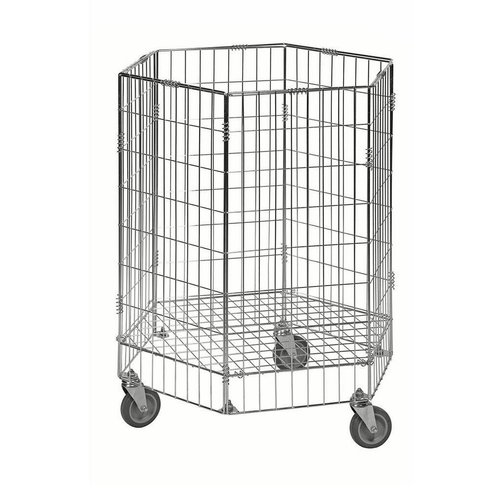 OSWALD Transportgeräte Transportwagen Gitterwagen Sammelbehälter 100 kg, LxBxH 700 x 700 x 900 mm, verzinkt, (NK4404-R), Elektrolytisch verzinkt, Wabenförmiger Grundriss von OSWALD Transportgeräte