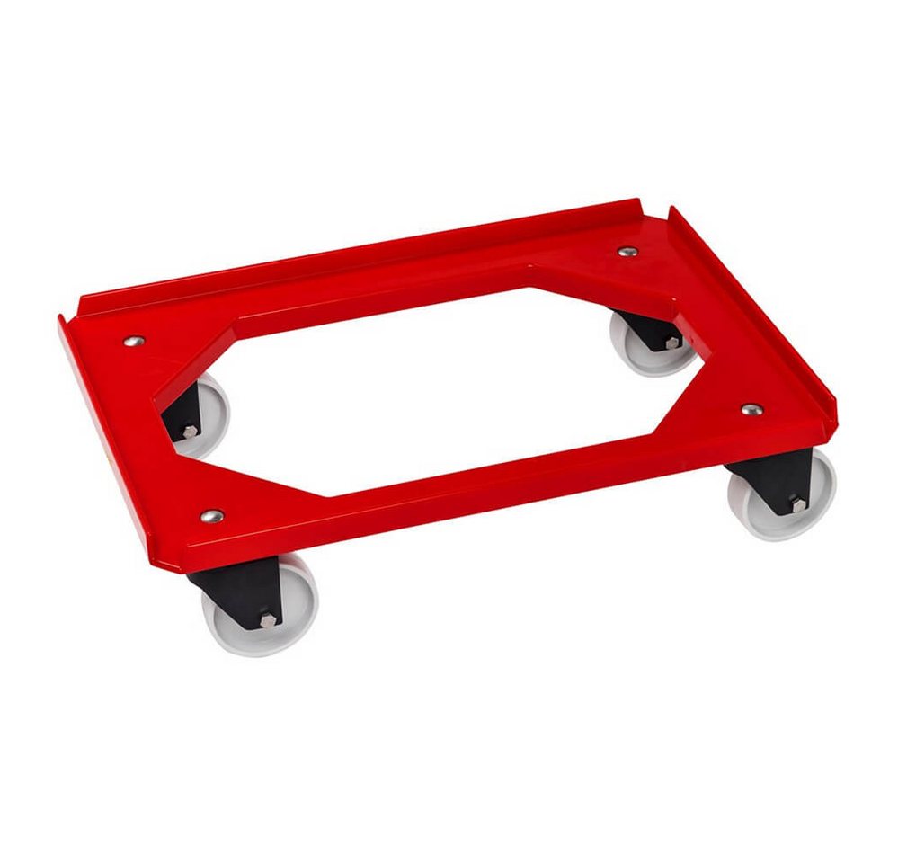 OSWALD Transportgeräte Transportwagen Kistenroller für 600 x 400 mm Behälter, 625 x 425 x 170 mm, 250 kg Rot, (NK683), geeignet für Kunststoffbehälter 600 x 400 mm von OSWALD Transportgeräte