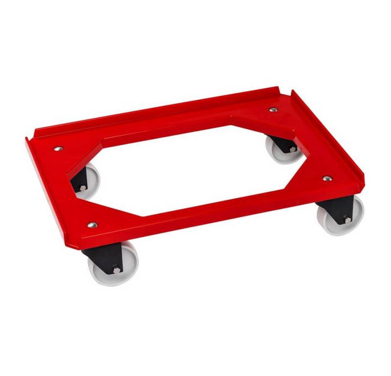 OSWALD Transportgeräte Transportwagen Kistenroller für 600 x 400 mm Behälter, 625 x 425 x 170 mm, 250 kg Rot, (NK683), geeignet für Kunststoffbehälter 600 x 400 mm von OSWALD Transportgeräte
