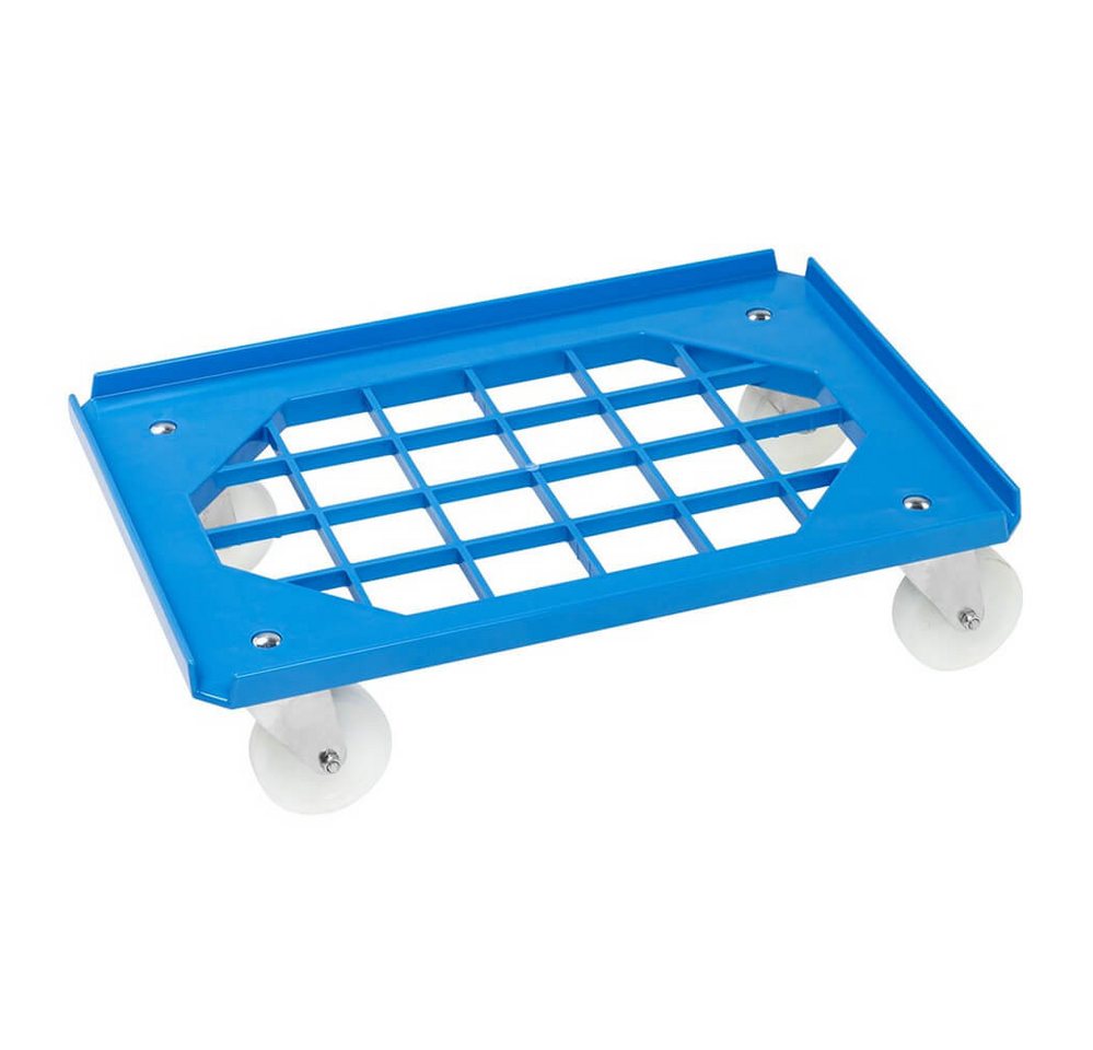 OSWALD Transportgeräte Transportwagen Kistenroller für 600 x 400 mm Behälter, PU-Rollen, 275 kg, Blau, (NK685), geeignet für Kunststoffbehälter 600 x 400 mm von OSWALD Transportgeräte