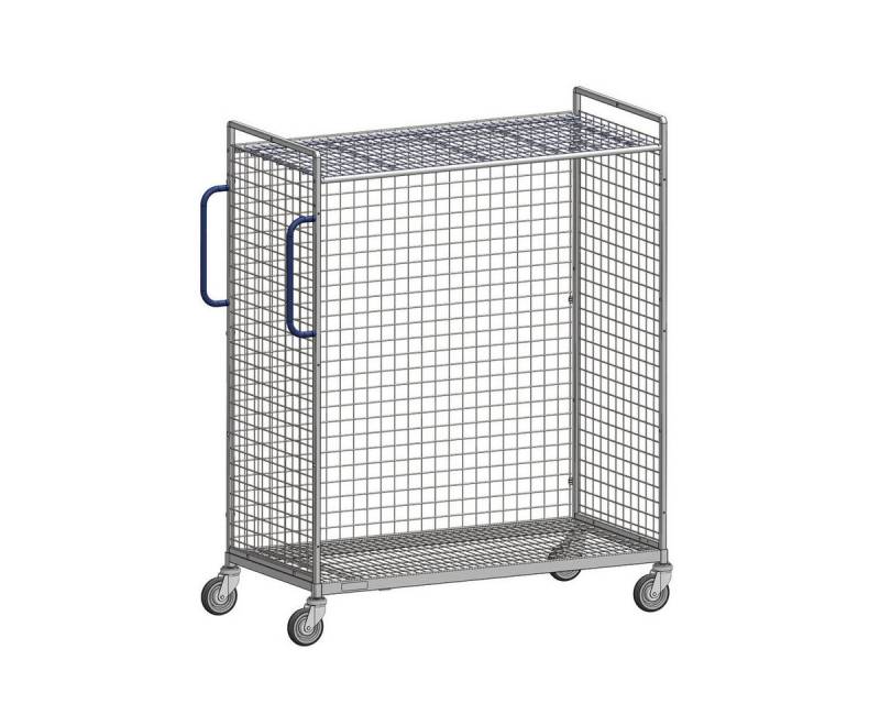 OSWALD Transportgeräte Transportwagen Kommissionierwagen L2, 660 x 1.330 x 1.625 mm 3-seitig 1 Zwischenboden, (RW11109), Rollplatte aus Metall, Nutzhöhe 1.425 mm, Stabile Ausführung von OSWALD Transportgeräte