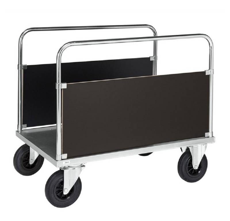 OSWALD Transportgeräte Transportwagen Längswandwagen mit Blechboden, 1000 x 700 x 900 mm, 500 kg, verzinkt, (NK636-2B), Boden mit 2 mm starkem, elektrolytisch verzinktem Stahlblech ummantelt von OSWALD Transportgeräte