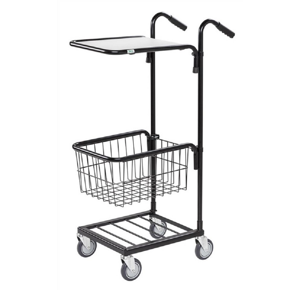 OSWALD Transportgeräte Transportwagen Mini-Transportwagen Boden und Korb 660 x 385 x 1.090 mm, 35 kg schwarz, (NK153-HTBS), 1 Boden und 1 Korb, beide höhenverstellbar von OSWALD Transportgeräte