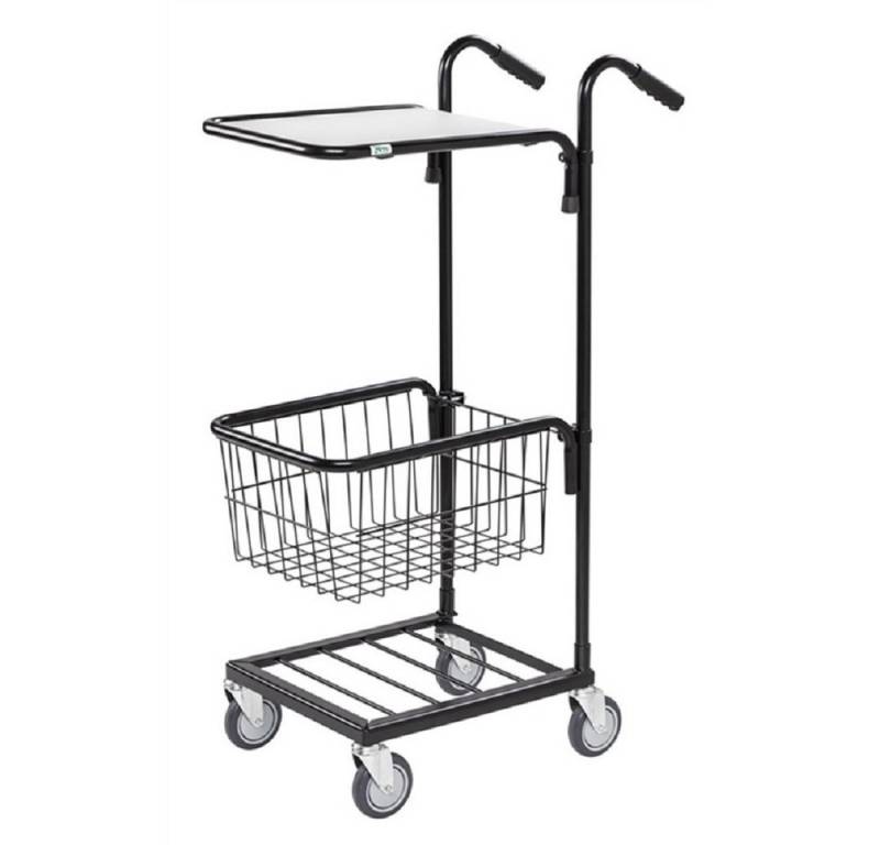 OSWALD Transportgeräte Transportwagen Mini-Transportwagen Boden und Korb 660 x 385 x 1.090 mm, 35 kg schwarz, (NK153-HTBS), 1 Boden und 1 Korb, beide höhenverstellbar von OSWALD Transportgeräte