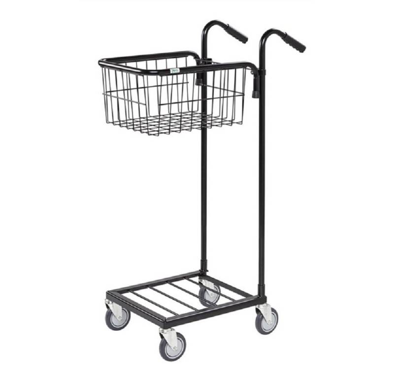 OSWALD Transportgeräte Transportwagen Mini-Transportwagen mit 1 Korb 660 x 385 x 1.090 mm, 35 kg, schwarz, (NK153-TBS), Mini-Transportwagen mit einem Korb, höhenverstellbar von OSWALD Transportgeräte