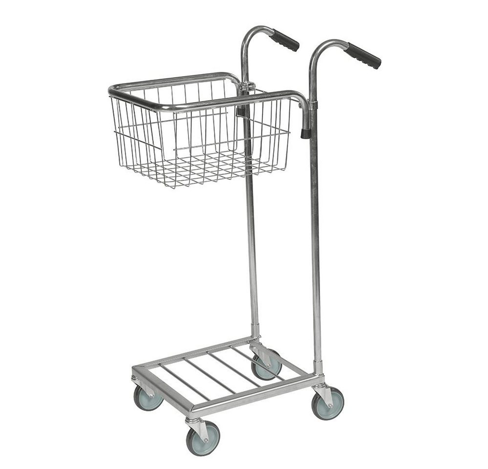 OSWALD Transportgeräte Transportwagen Mini-Transportwagen mit 1 Korb 660 x 385 x 1.090 mm, 35 kg, verzinkt von OSWALD Transportgeräte