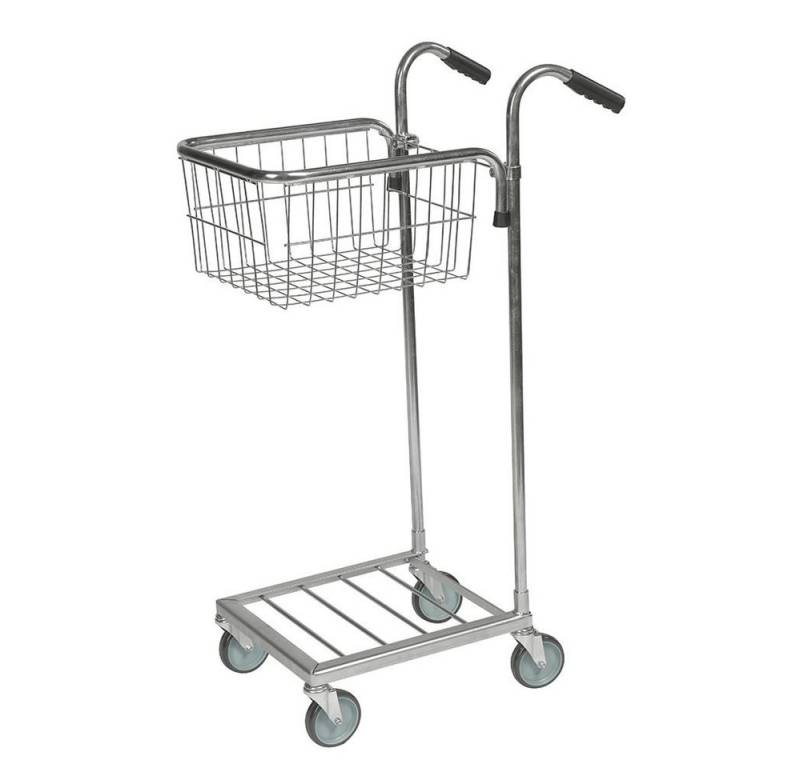 OSWALD Transportgeräte Transportwagen Mini-Transportwagen mit 1 Korb 660 x 385 x 1.090 mm, 35 kg, verzinkt von OSWALD Transportgeräte
