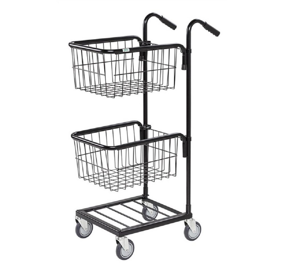 OSWALD Transportgeräte Transportwagen Mini-Transportwagen mit 2 Körben 660 x 385 x 1.090 mm, 35 kg, schwarz, (NK153-TTBS), Mini-Transportwagen mit 2 Körben, beide höhenverstellbar von OSWALD Transportgeräte