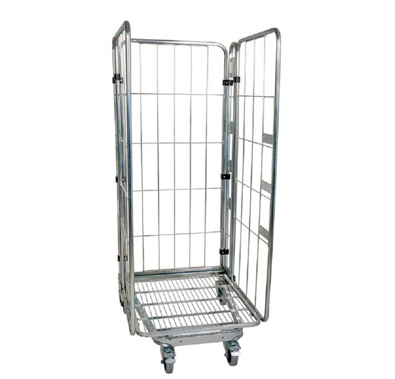 OSWALD Transportgeräte Transportwagen Nestbarer Rollbehälter Large, 725 x 820 x 1.780 mm, 3-seitig, 500 kg, (RW11140), Rollplatte Metall, Nutzhöhe 1.540 mm, 3-seitig, Stabile Ausführung von OSWALD Transportgeräte