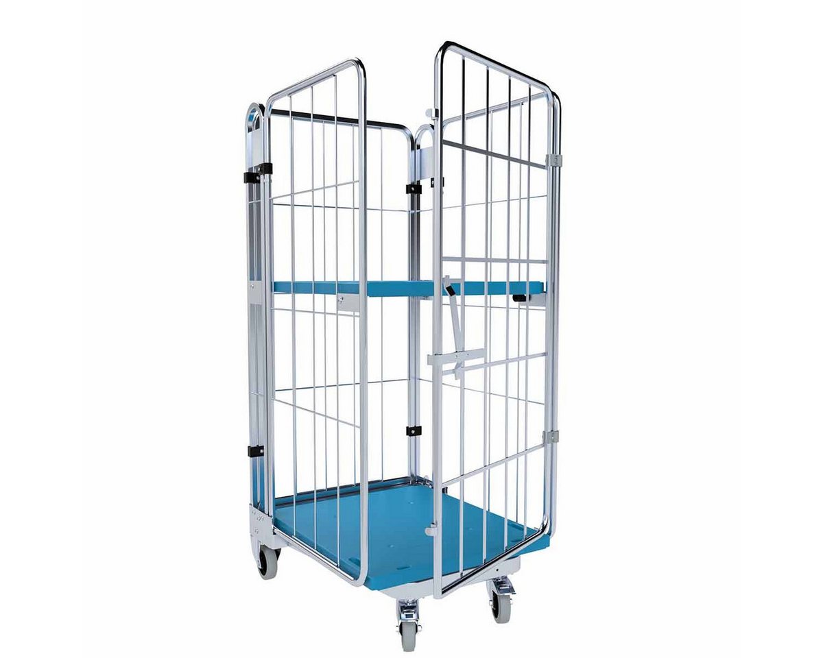 OSWALD Transportgeräte Transportwagen Nestbarer Rollbehälter Medium, 725 x 820 x 1.660 mm,1 Zwischenboden, (RW11137), Rollplatte Kunststoff, Nutzhöhe 1.410 mm, 4-seitig, 500 kg von OSWALD Transportgeräte