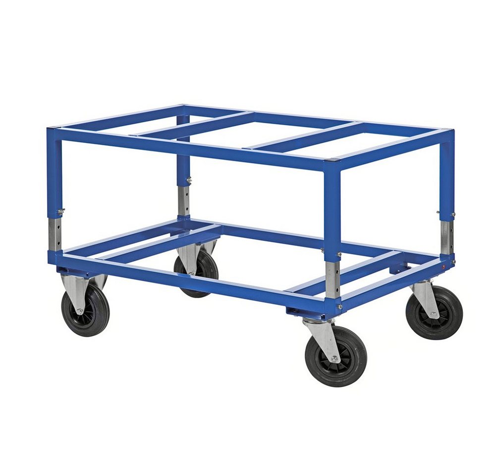 OSWALD Transportgeräte Transportwagen Paletten-Fahrgestell verstellbar, 1200 x 1000 x 655-835 mm 800 kg Blau, (NK222-FIN-BB), passend für EUR Paletten 1.200 x 1000 mm von OSWALD Transportgeräte
