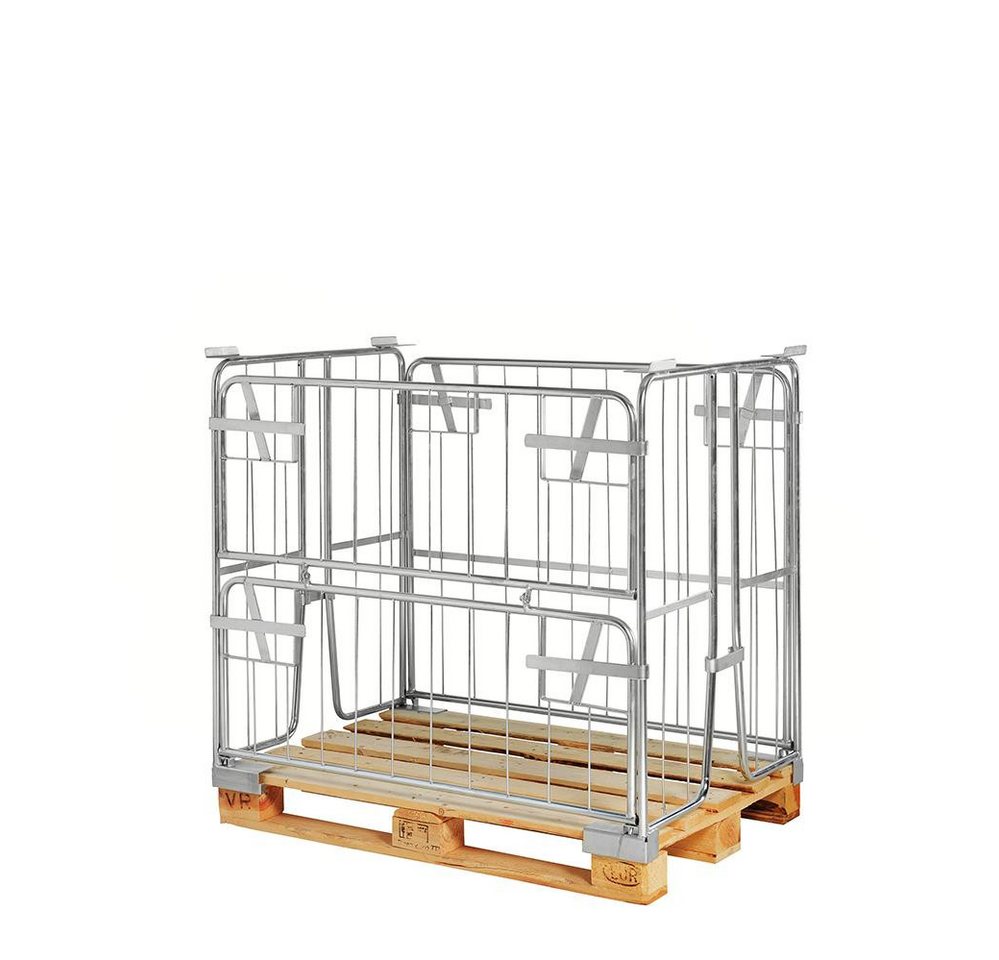 OSWALD Transportgeräte Transportwagen Palettenaufsatz Gitterbox 1.200 x 800 x 1.000 mm - stapelbar, verzinkt, (NK901000), passend für EUR-Paletten 1.200 x 800 mm von OSWALD Transportgeräte