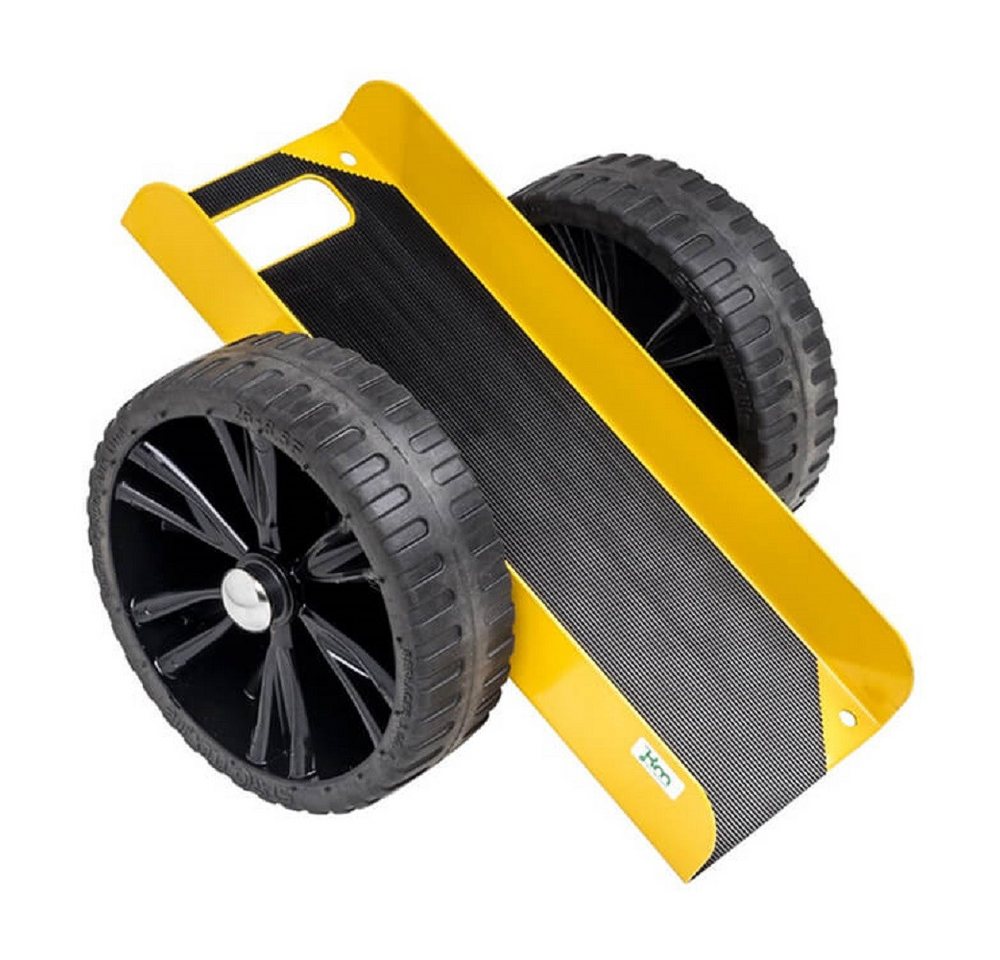 OSWALD Transportgeräte Transportwagen Plattenroller mit Gummimatte 490 x 380 x 260 mm, 200 kg - gelb, (NK142650PL), 2 unplattbare Kunststoffräder, Ladeboden mit Gummibezug von OSWALD Transportgeräte