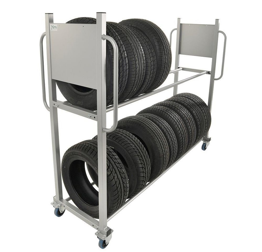 OSWALD Transportgeräte Transportwagen Reifenwagen Reifenregal 2.030 x 720 x 1.620 mm - Traglast: 300 kg, (NKD3B), 2 Ebenen - einstellbar in 3 Breiten: 288 mm, 328 mm, 368 mm von OSWALD Transportgeräte