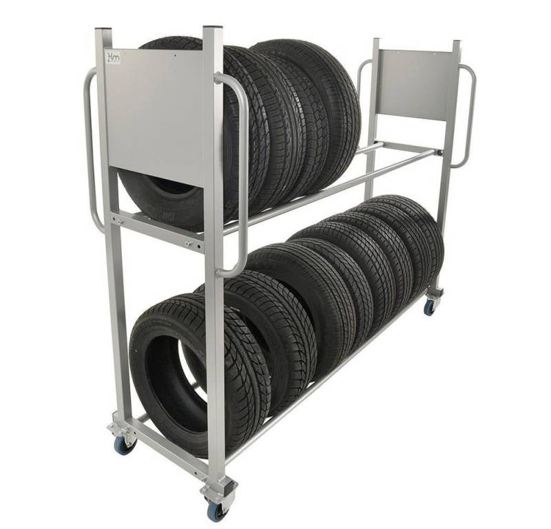 OSWALD Transportgeräte Transportwagen Reifenwagen Reifenregal 2.030 x 720 x 1.620 mm - Traglast: 300 kg, (NKD3B), 2 Ebenen - einstellbar in 3 Breiten: 288 mm, 328 mm, 368 mm von OSWALD Transportgeräte