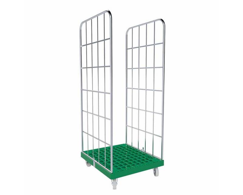 OSWALD Transportgeräte Transportwagen Rollbehälter 2-seitig, 724 x 815 x 1.830 mm, 500 kg, Rollplatte Grün, (RW10112), Rollplatte aus Kunststoff, Nutzhöhe 1.640 mm, Verkehrsgrün von OSWALD Transportgeräte
