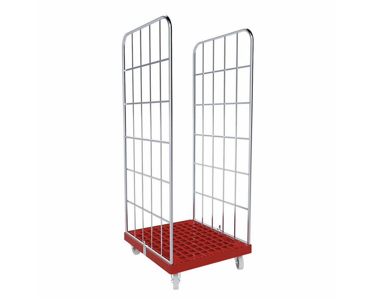 OSWALD Transportgeräte Transportwagen Rollbehälter 2-seitig, 724 x 815 x 1.830 mm, 500 kg, Rollplatte Rot, (RW10114), Rollplatte aus Kunststoff, Nutzhöhe 1.640 mm, Feuerrot von OSWALD Transportgeräte