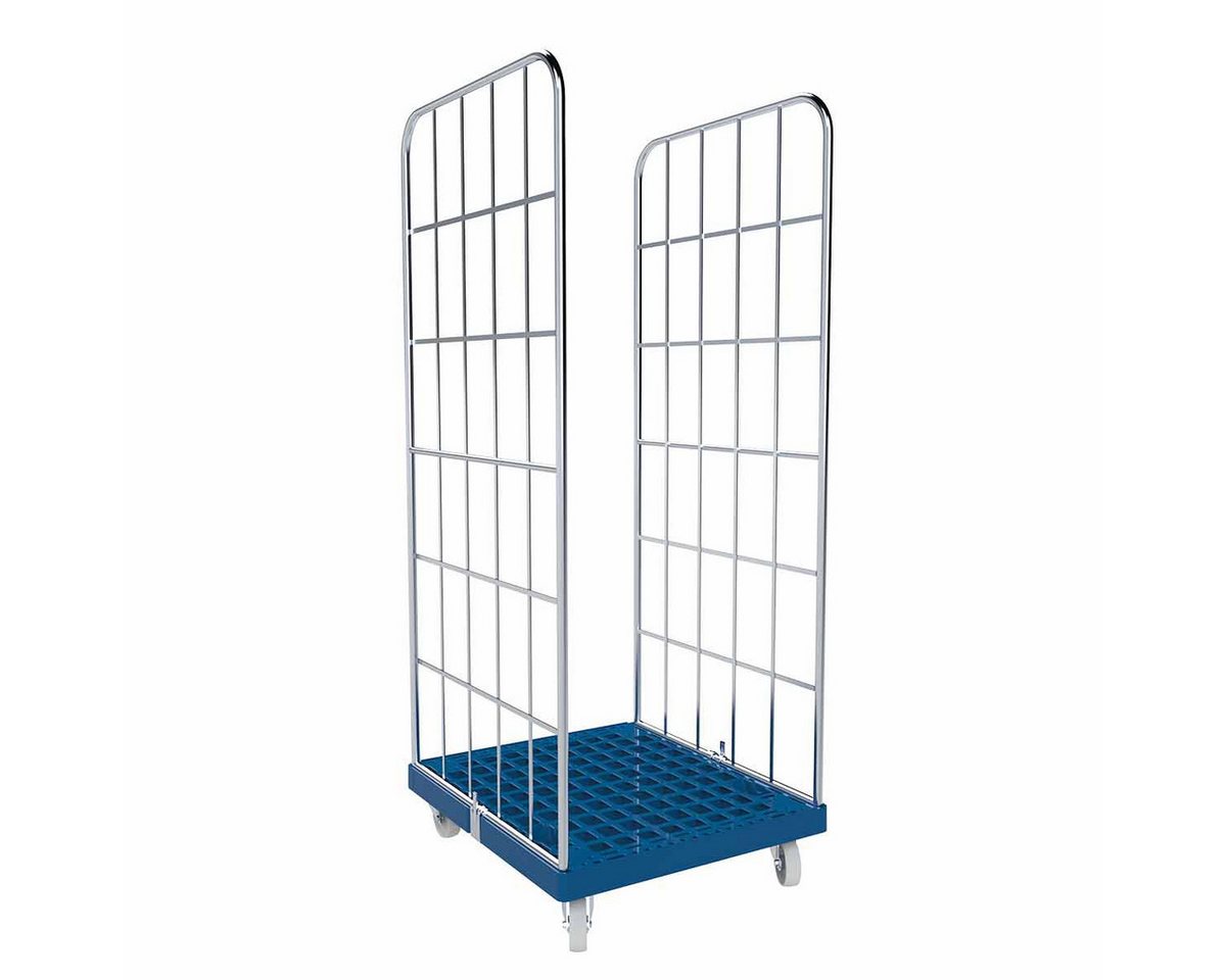 OSWALD Transportgeräte Transportwagen Rollbehälter 2-seitig, 724 x 815 x 1.830 mm, 500 kg Rollplatte Hygiene, (RW10117), Rollplatte geschlossen aus Kunststoff, Nutzhöhe 1.640 mm, Hygiene Grau von OSWALD Transportgeräte