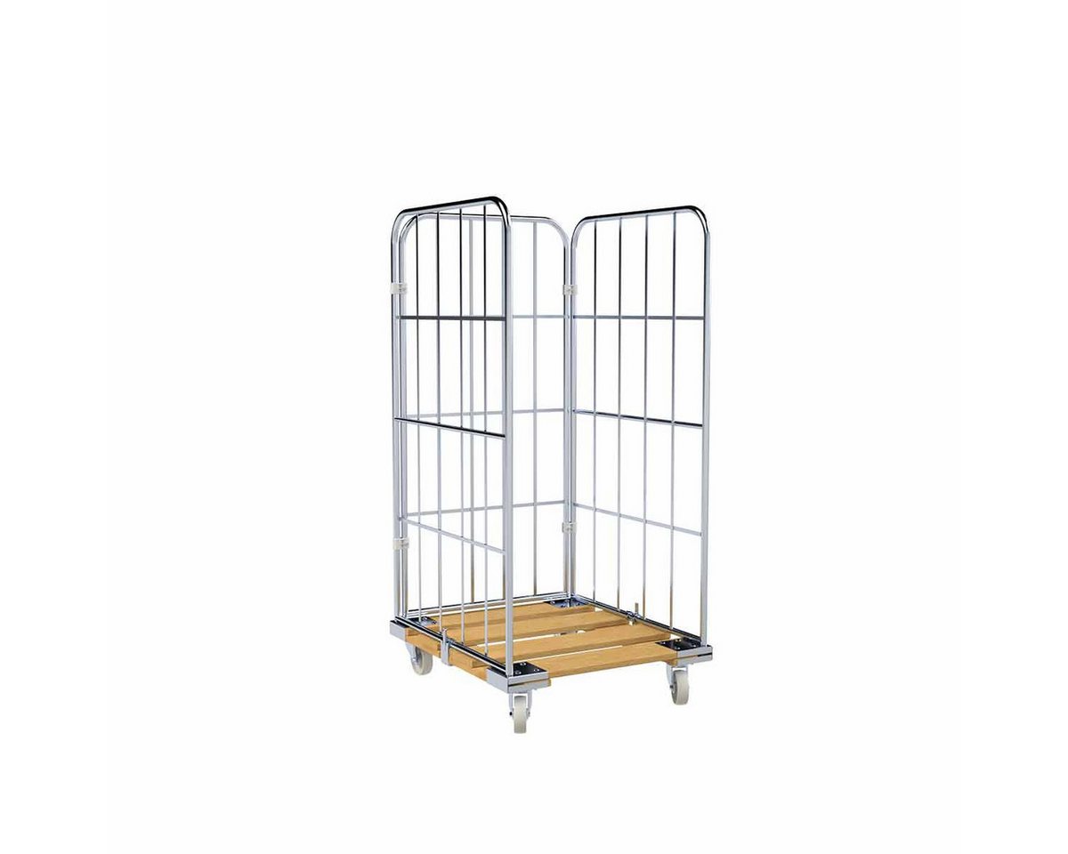OSWALD Transportgeräte Transportwagen Rollbehälter 3-seitig, 724 x 815 x 1.630 mm, 500 kg, Rollplatte Holz, (RW10098), Nutzhöhe 1.440 mm, Rollplatte aus Holz von OSWALD Transportgeräte