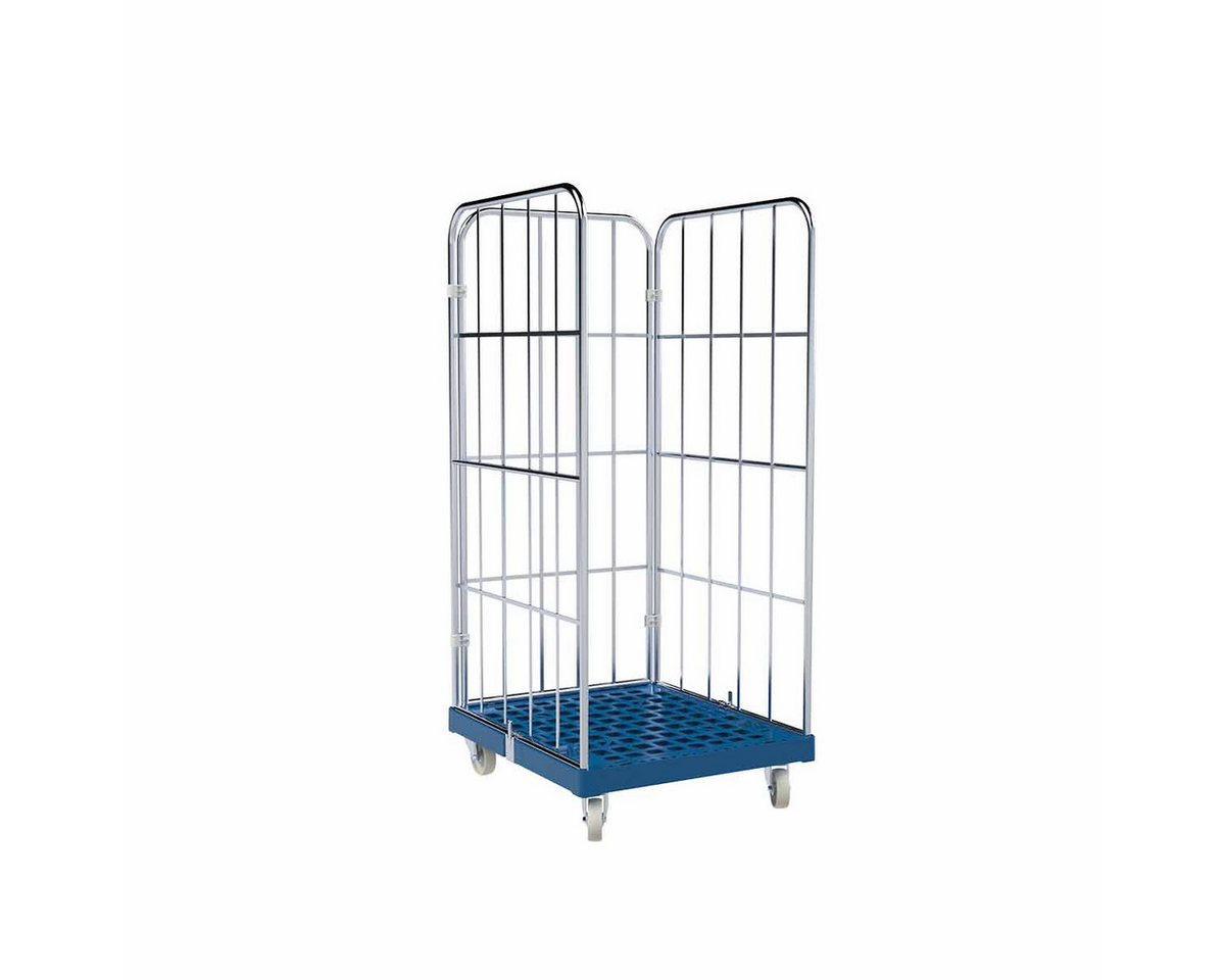 OSWALD Transportgeräte Transportwagen Rollbehälter 3-seitig, 724 x 815 x 1.630 mm, 500 kg Rollplatte Hygiene, (RW10097), Rollplatte geschlossen aus Kunststoff, Nutzhöhe 1.440 mm, Hygiene Grau von OSWALD Transportgeräte