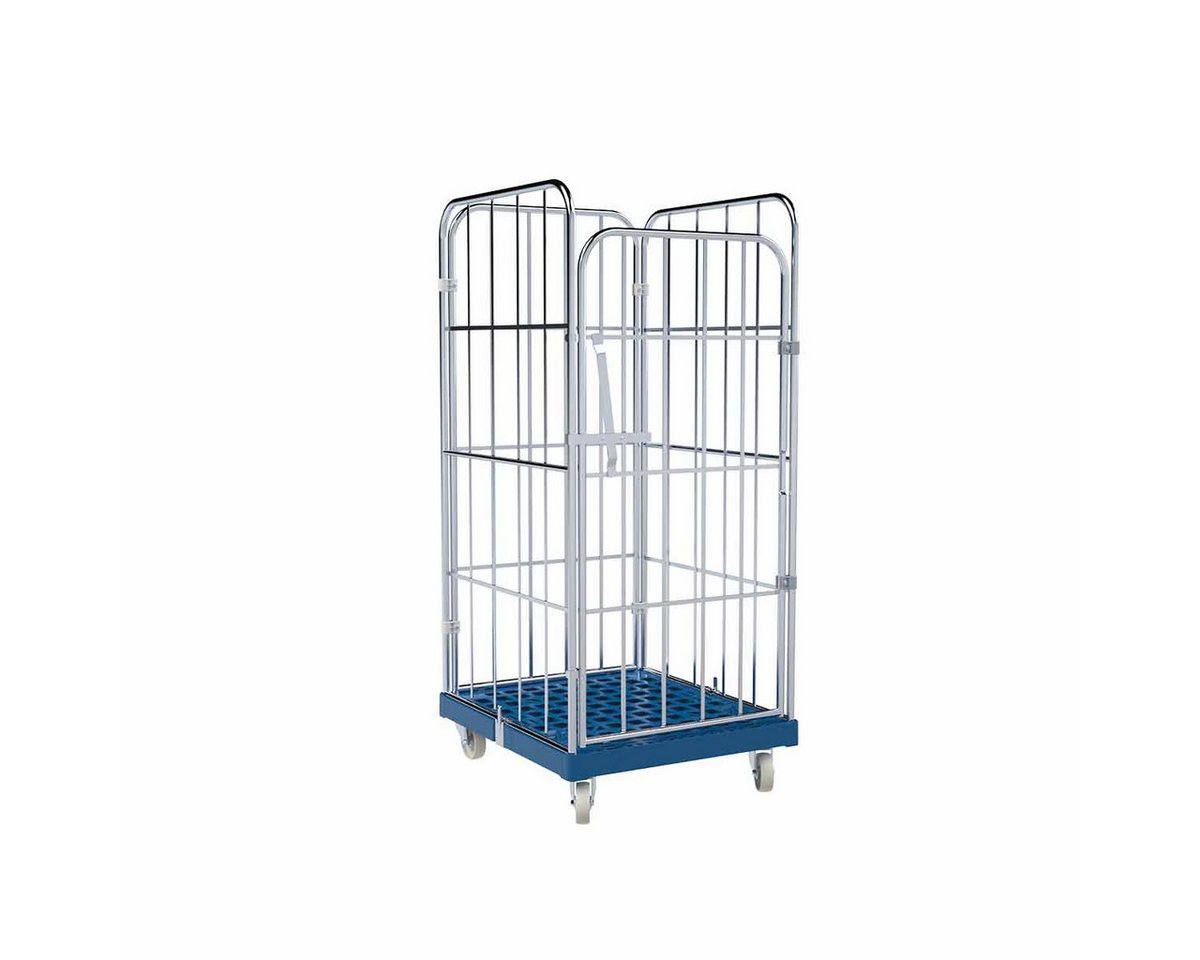 OSWALD Transportgeräte Transportwagen Rollbehälter 4-seitig, 724 x 815 x 1.830 mm, 500 kg, Rollplatte Blau, (RW10131), Rollplatte aus Kunststoff, Nutzhöhe 1.640 mm, Lichtblau von OSWALD Transportgeräte